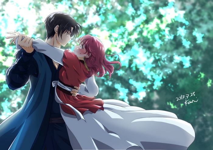 Yona and Hak dancing in a forest