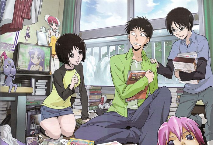 Misaki Nakahara and friends in a room