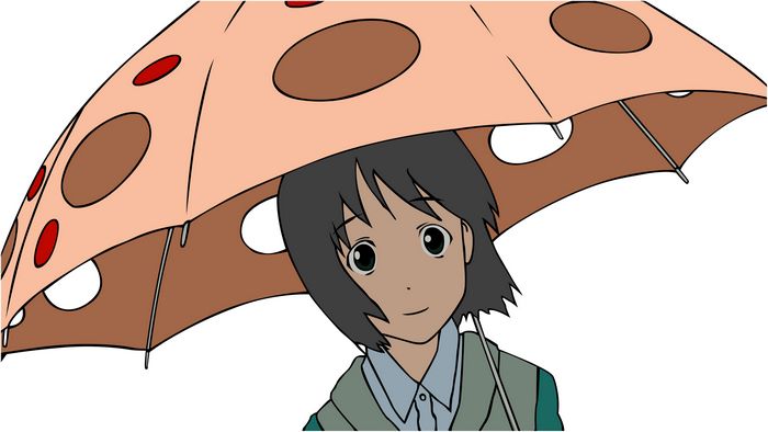 Misaki Nakahara with a polka dot umbrella