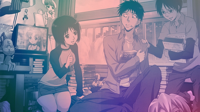 Misaki Nakahara and friends in a room