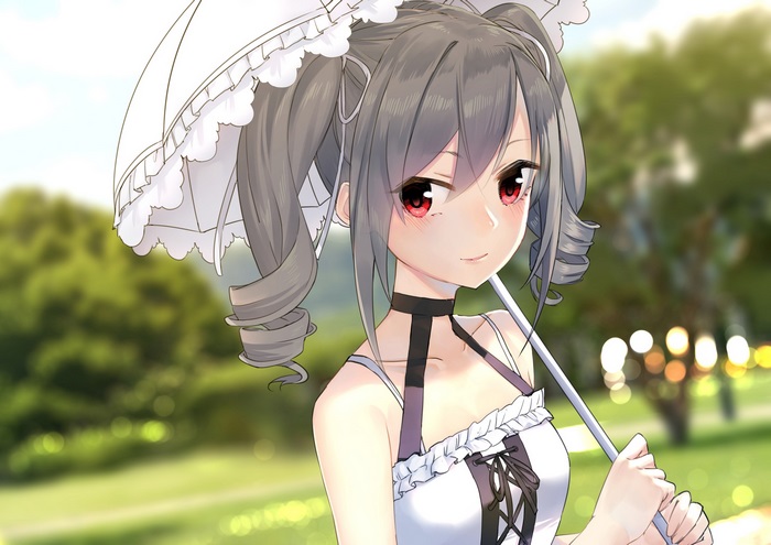 Ranko Kanzaki holding a parasol