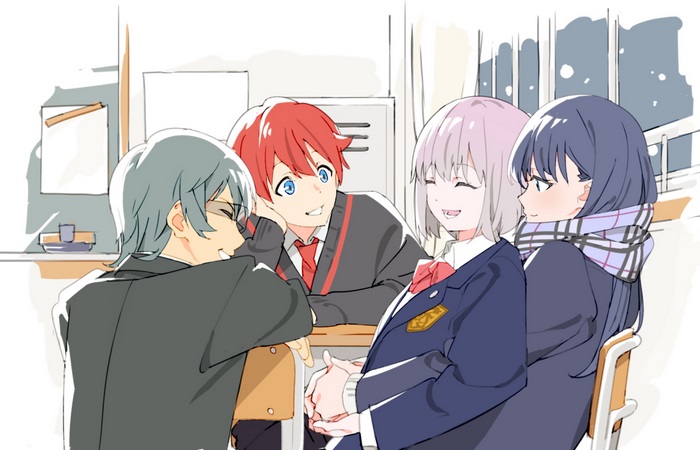 Anime characters in a classroom setting