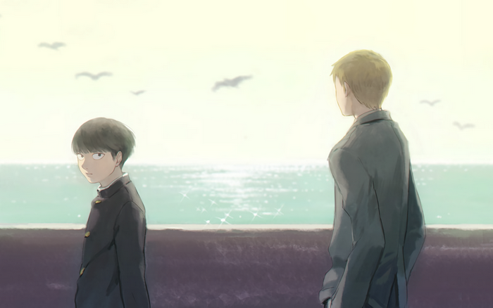Shigeo Kageyama and Arataka Reigen by the Sea