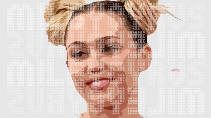 Miley Cyrus portrait with dot pattern