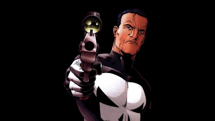 The Punisher holding a gun