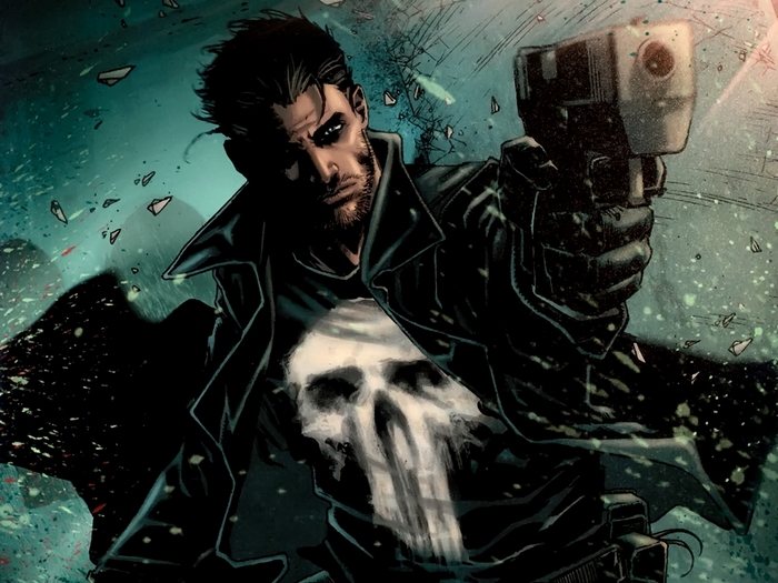 The Punisher holding a gun