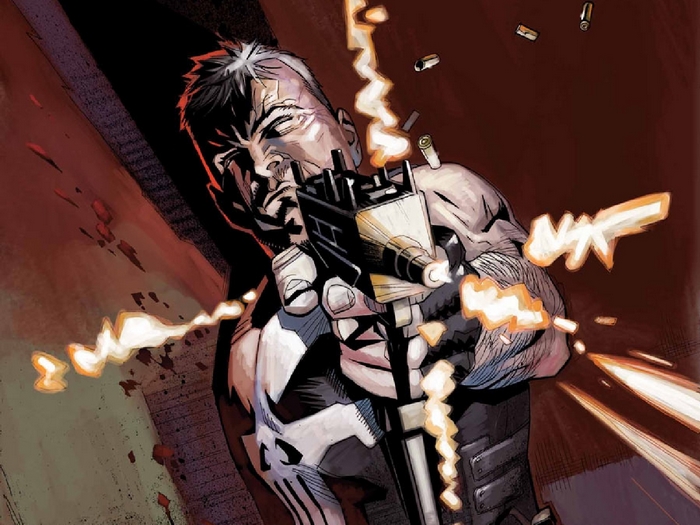 The Punisher firing a gun