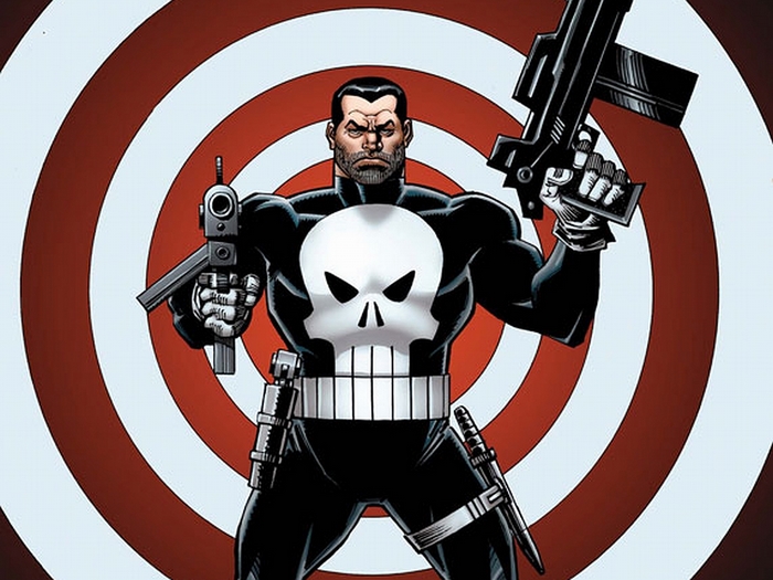 The Punisher with Guns and Target Background