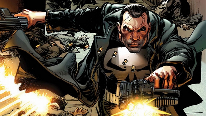 The Punisher firing guns