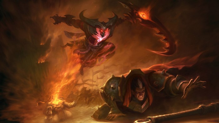 Darius from League of Legends in battle