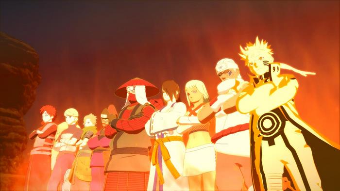 Naruto characters in a line