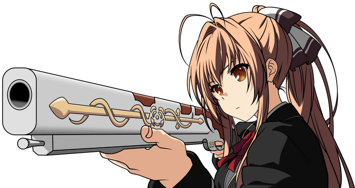 Isuzu Sento holding a gun