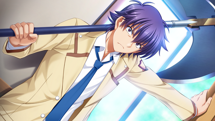 Noda from Angel Beats! holding an axe