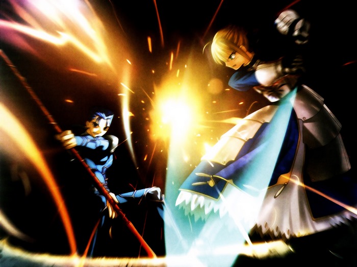 Lancer from Fate/Zero fighting