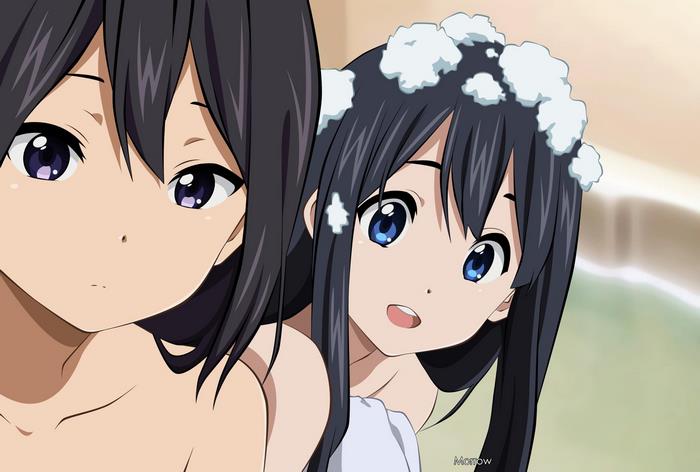 Two anime girls in a bath