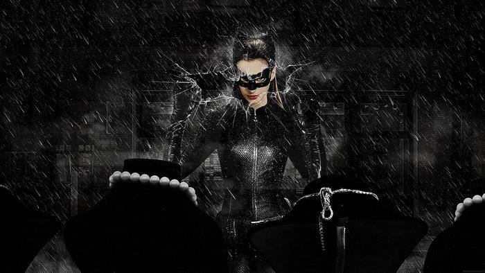 Catwoman from The Dark Knight Rises in the rain