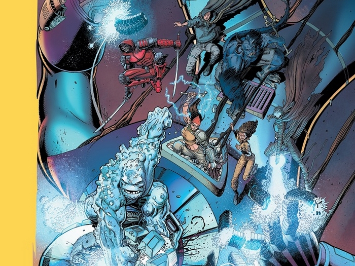 Iceman from Marvel Comics fighting a group