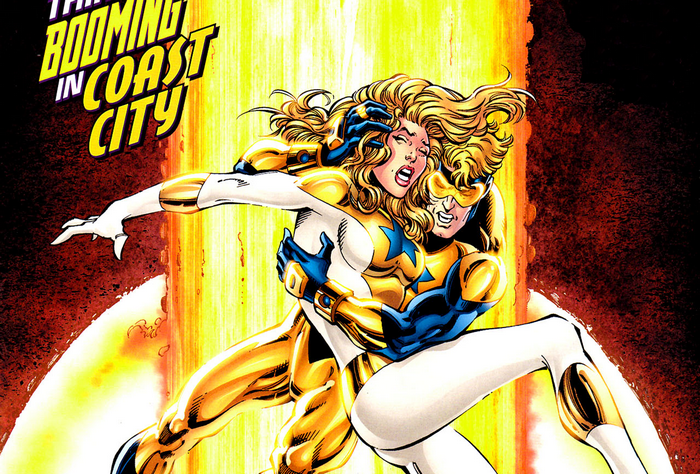 Booster Gold and Blue Beetle in Coast City