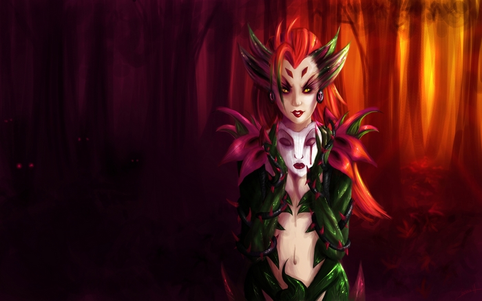 Zyra from League of Legends holding a mask