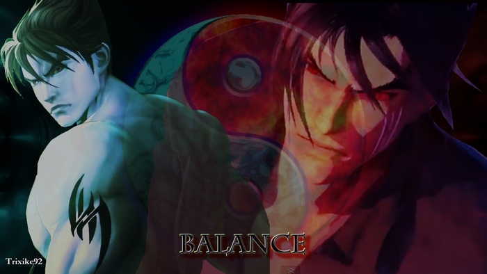 Jin Kazama from Tekken with Yin Yang symbol