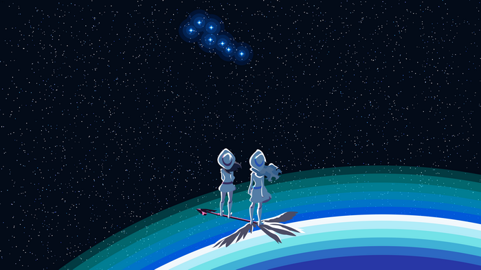 Diana Cavendish on a rainbow in space