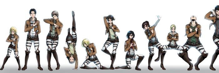 Attack on Titan characters in dynamic poses
