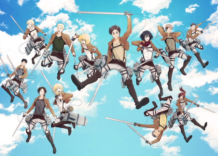 Attack on Titan characters in the sky