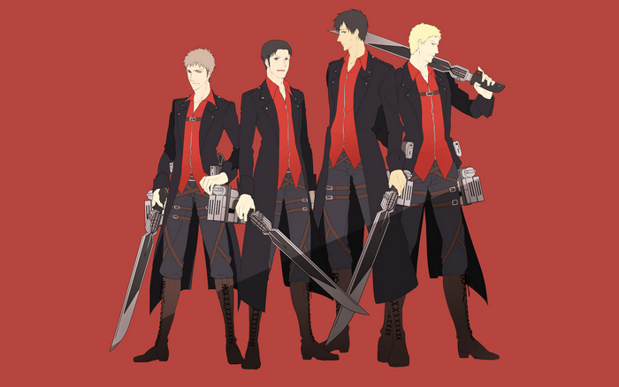 Four men from Attack on Titan