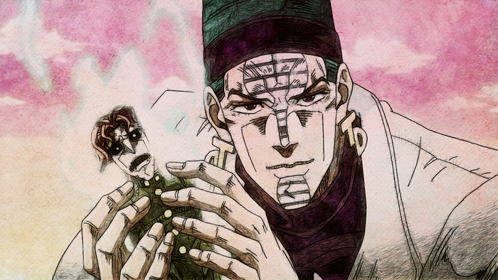 Noriaki Kakyoin from JoJo's Bizarre Adventure holding a doll