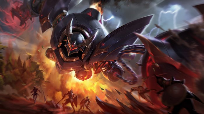 Blitzcrank from League of Legends in battle