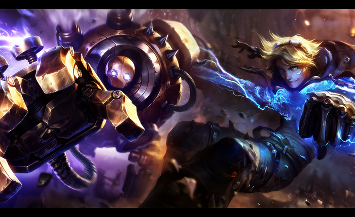 Ezreal and Blitzcrank from League of Legends