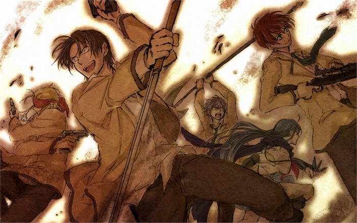 Group of characters in action from Angel Beats!