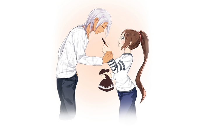 Akira Hayama and a girl with a phone