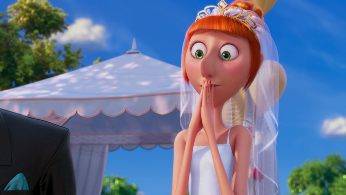 Lucy Wilde from Despicable Me in a wedding dress
