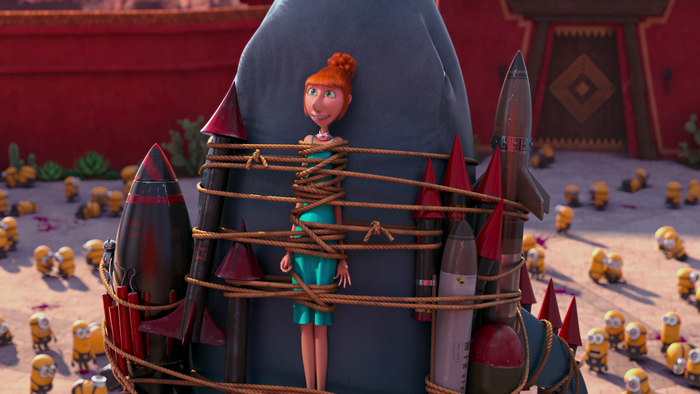 Lucy Wilde from Despicable Me tied to rockets