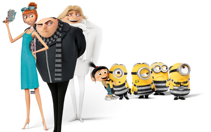 Gru, Lucy, Agnes, and Minions from Despicable Me