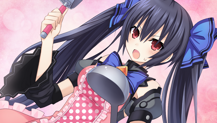 Noire from Hyperdimension Neptunia holding a ladle