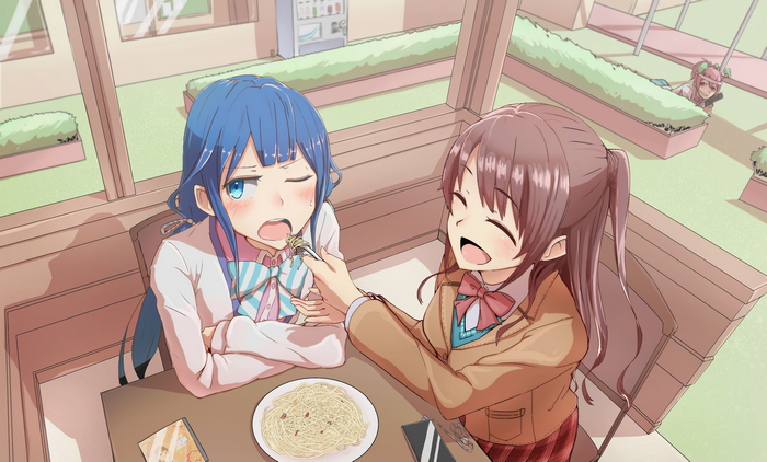 Uzuki Shimamura eating spaghetti