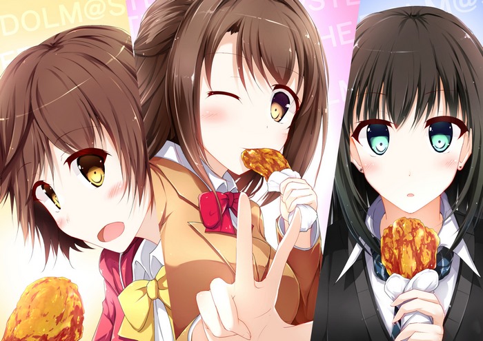 Uzuki Shimamura eating fried chicken