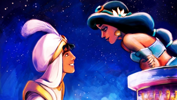 Aladdin and Jasmine under the stars
