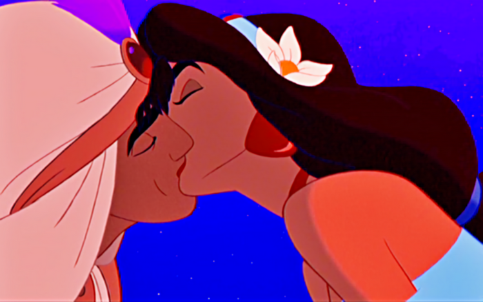 Aladdin and Jasmine kissing