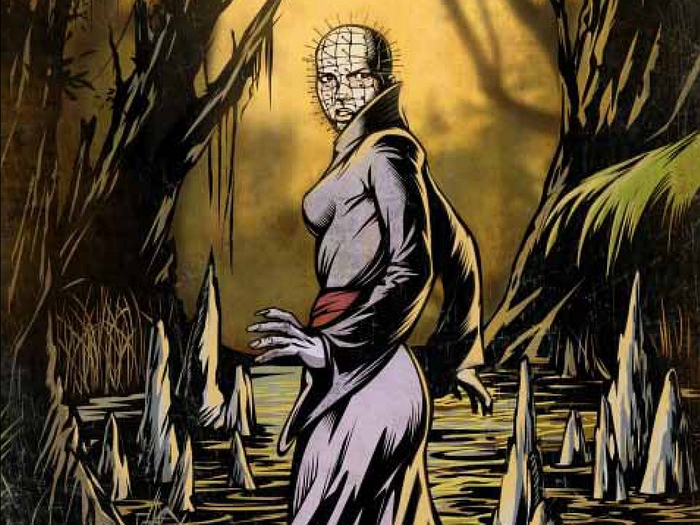 Pinhead from Hellraiser in a swamp