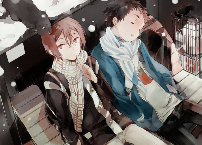 Rin Matsuoka and friend in winter