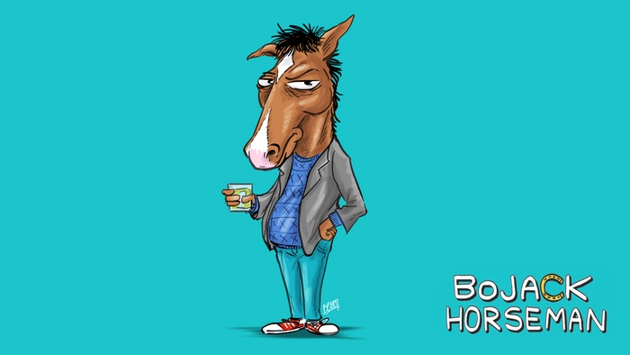 BoJack Horseman holding a drink