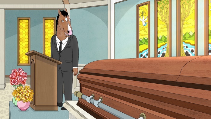BoJack Horseman at a funeral