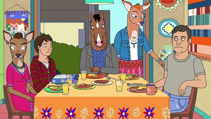 BoJack Horseman characters at a breakfast table