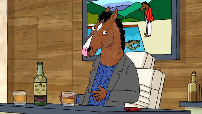 BoJack Horseman drinking at a bar