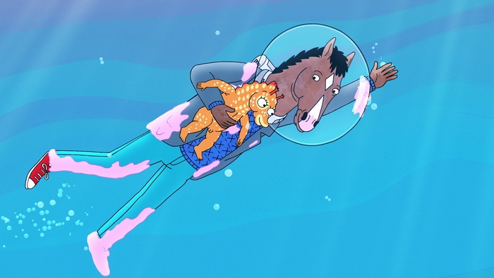 BoJack Horseman underwater with baby