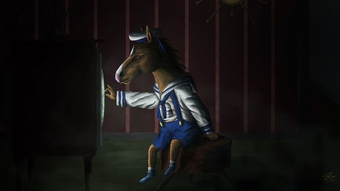 BoJack Horseman character watching TV