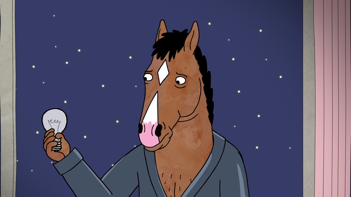 BoJack Horseman holding a lightbulb